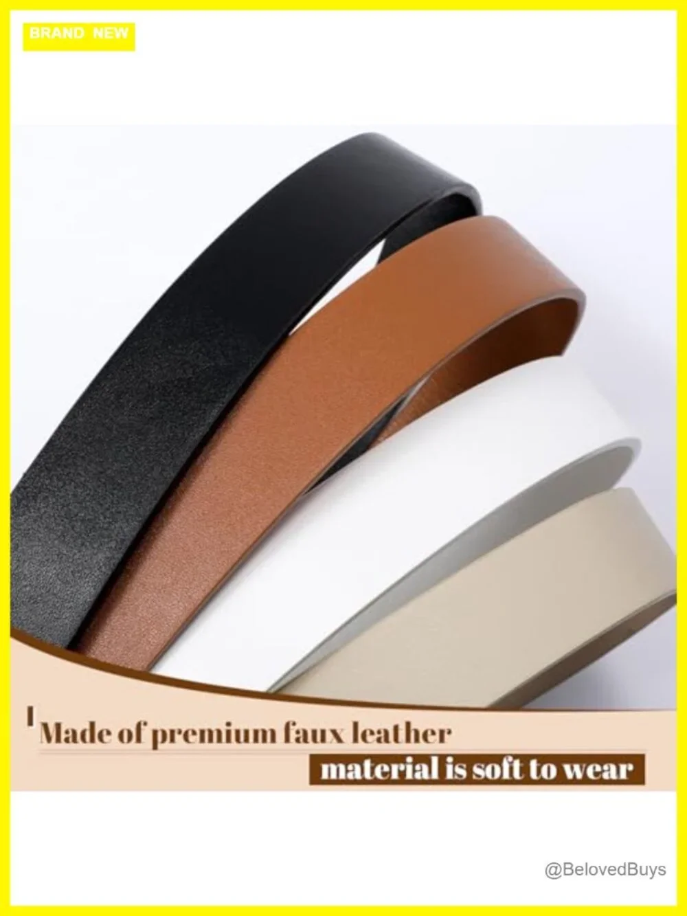 Women's Soft Faux Leather Belt for Jeans Pants Dress with Buckle